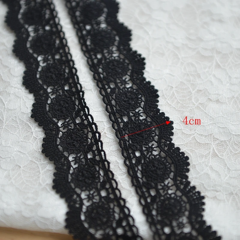 

10 ярдов тонкая черная кружевная ткань обрезки винтажная Черная кружевная отделка для домашнего декора костюмов