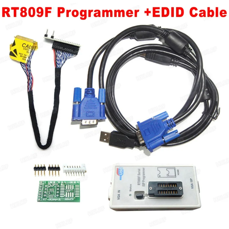 RT809F USB программатор+ 11 адаптеров с Sop8 IC клип VGA кабель использовать для материнская плата для ПК ноутбука lcd/роутеры поддержка 34C02 SPD DDR1 - Цвет: RT809F with EDID