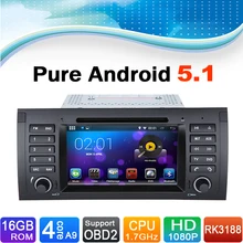 Pure Android 5.1 Car DVD GPS Navigation for BMW 5 Series E39, for BMW X5 E53, for BMW M5