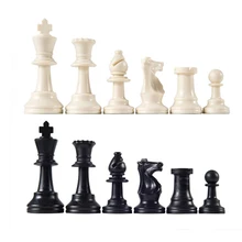 Ajedrez de plástico completo Chessmen Internacional, juego de ajedrez de palabras en blanco y negro, accesorios de entretenimiento, 32 Uds.