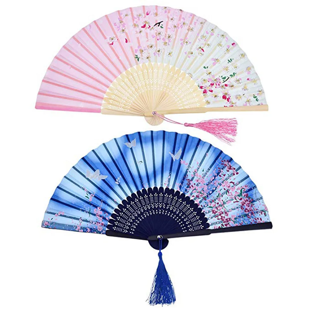 Hand fan Vintage Bamboo Folding Hand Held Flower Fan Chinese Dance