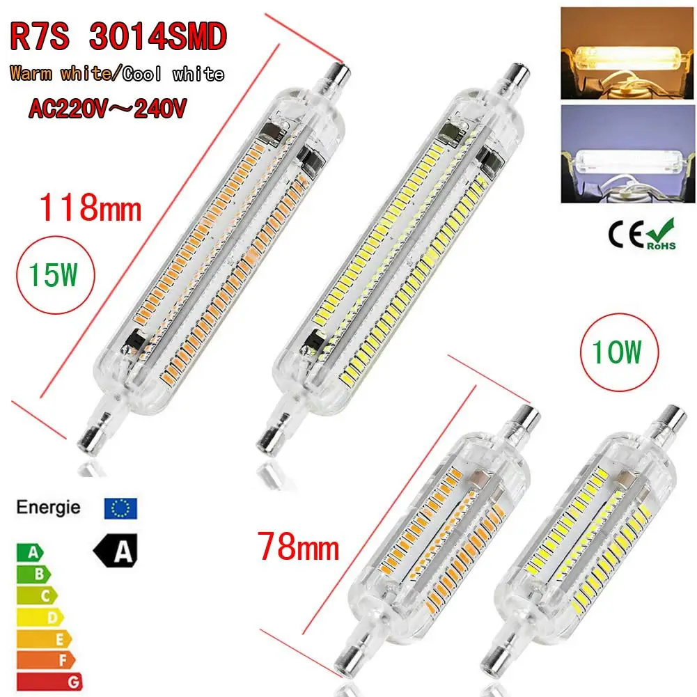 Горячая продажа 3014 SMD R7S светодиодный горизонтальный штекер кукурузный свет силиконовые лампы 10 Вт/15 Вт AC220V-240V