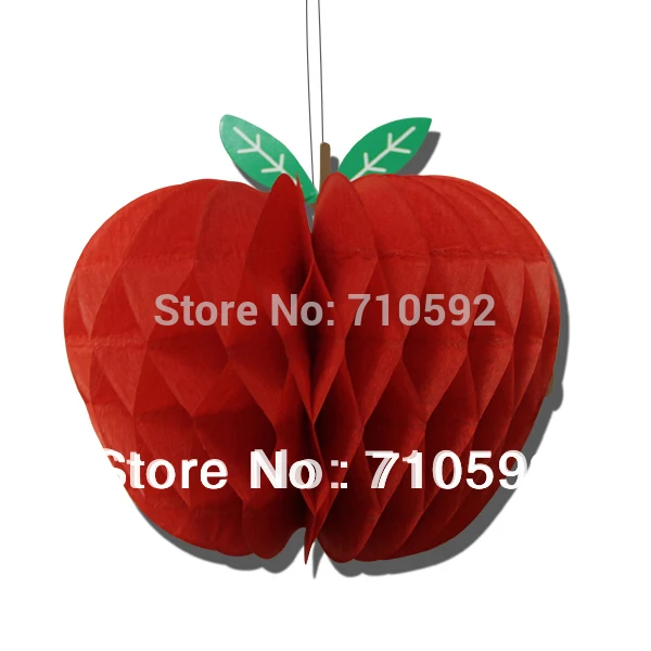 10pcs Red Apple Shape Honeycombs Decorations Tissue Paper Fruit Hanging Apple Themed Party Supplies