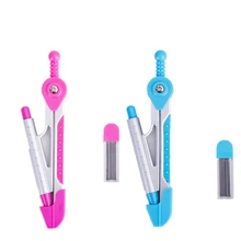 Deli E8616 школьный циркуль алюминиевый Компас ж/механический карандаш розовый синий