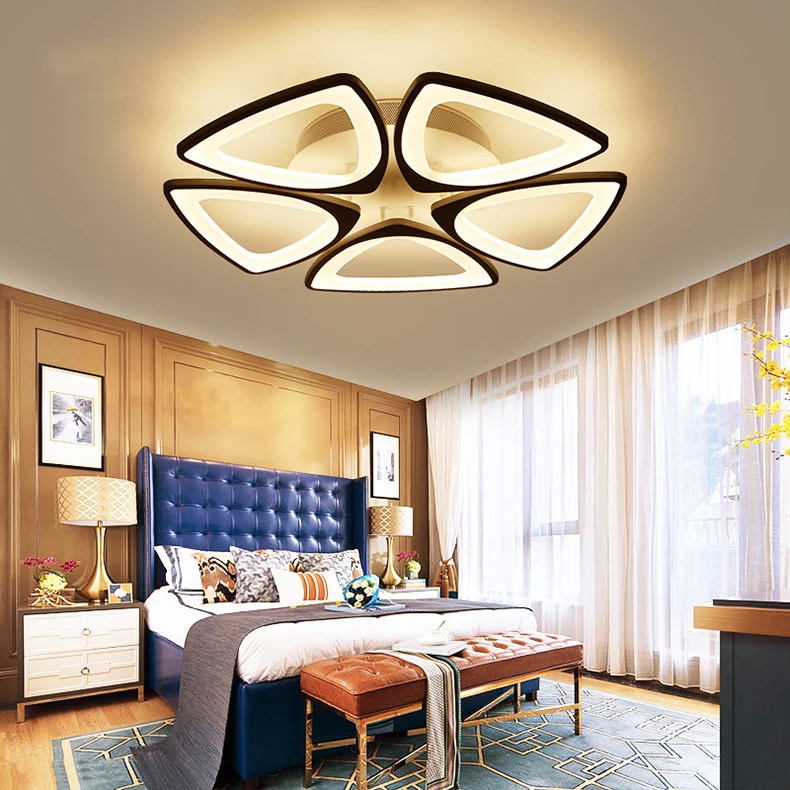Современный светодиодный светильник для гостиной, спальни, столовой, Потолочная белая треугольная люстра с пультом дистанционного управления