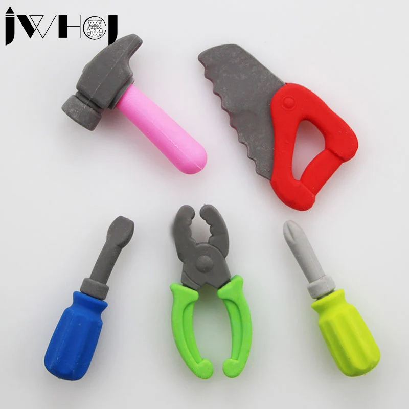 

5 pcs/lot Creative small tools shape removable eraser stationery office school correction supplies papelaria child's toy