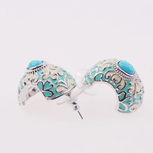 Серьги TE406 с зелеными кристаллами из эмали|silver crystal earrings|crystal earrings925 sterling |