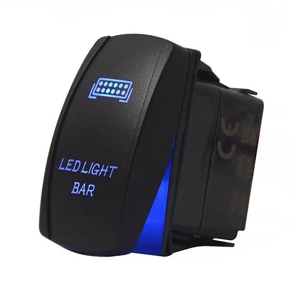 

12V 20A Laser Push Button Rocker Toggle Switch Blue LED Bar Light Car Auto Switch for LED Light Bar Work Lamp ON/OFF Blue 5pin