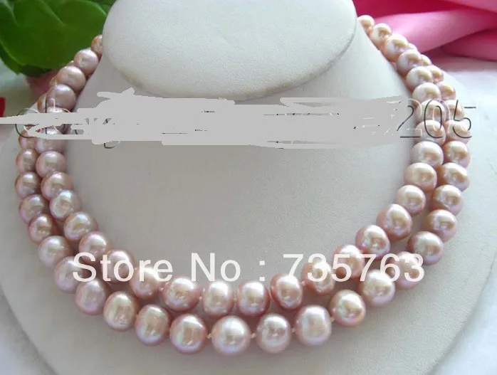 

HOT 33" Natural 10-11mm Purple Round Pearl Necklace