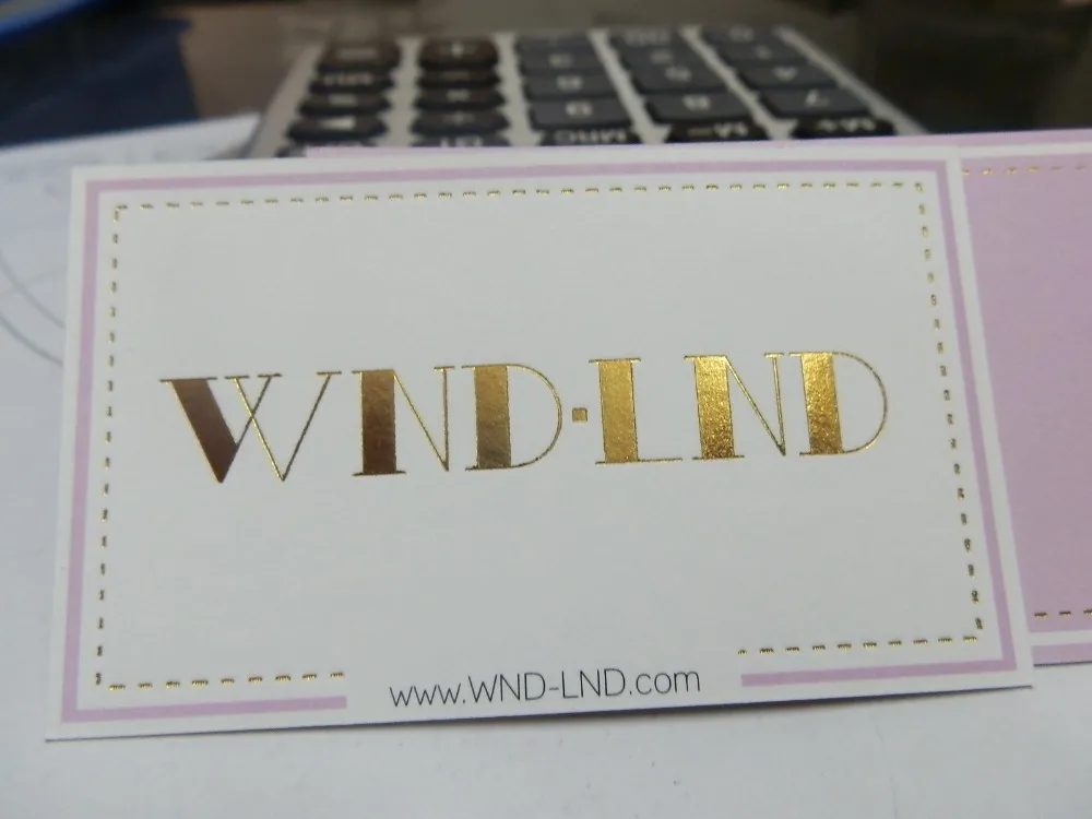 

High quality Golden foil Hot stamping logo paper business card Printing on white paper card