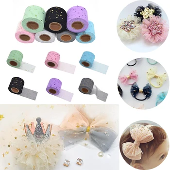 

6cm*20m Tulle Roll Shiny Moon Stars Sequins Organza Roll Wedding Party Decor DIY Tutu Skirt Fabric Handmade Headwear Accessories