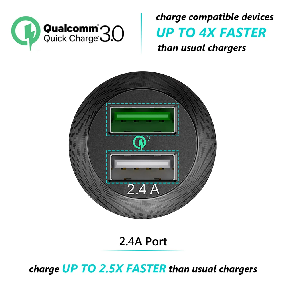 Tiegem Quick Charge 3.0 Dual USB Автомобильное Зарядное устройство 30 Вт Универсальное зарядное