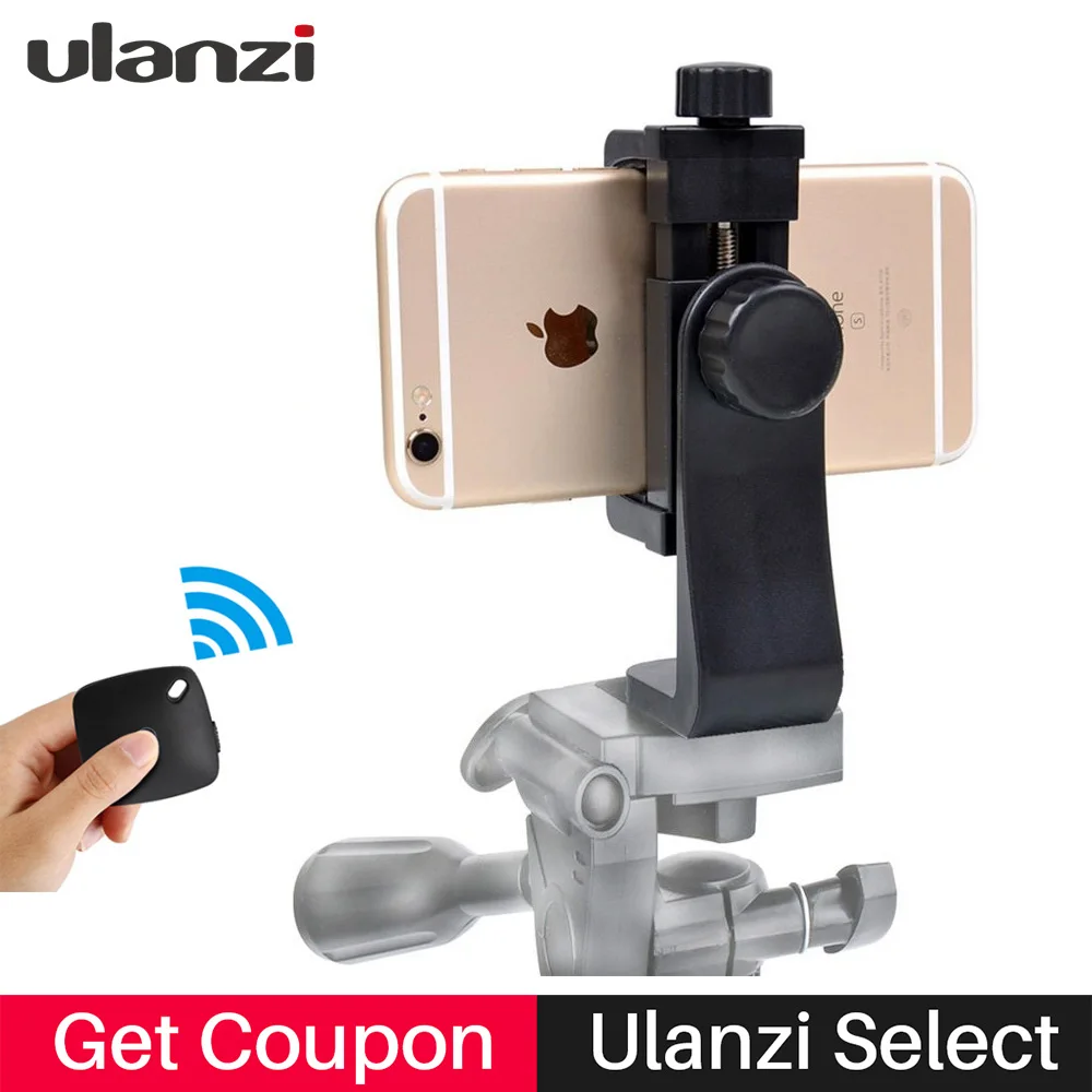 

Ulanzi Phone Tripod Mount Adapter 1/4'' Smartphone Tripod Holder with Bluetooth Remote Shutter for iPhone X 8 Samsung Huawei