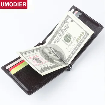 

UMODIER Brand RFID Men Wallet Short Skin Wallets Purses Genuine Leather Money Clips Sollid Thin Wallet For Men Purses