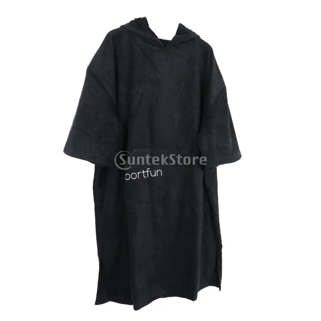 Adult Surf Wetsuit Swim Swimsuit Changing Robe Beach Hooded Poncho Bath Towel Outdoor Sports Women Men Bathrobe w/ Large Pocket