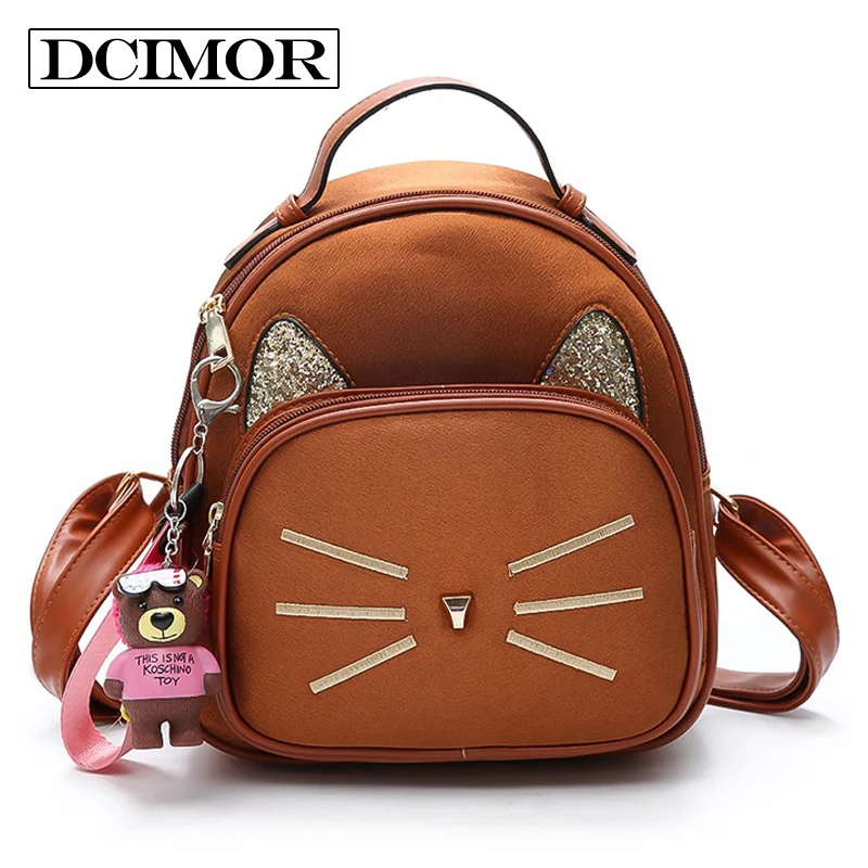 

DCIMOR New Velour Backpack Women Backpacks For Teenage Girls School Bags Moustache Embroidered Backpack Cat Backpacks Mochila