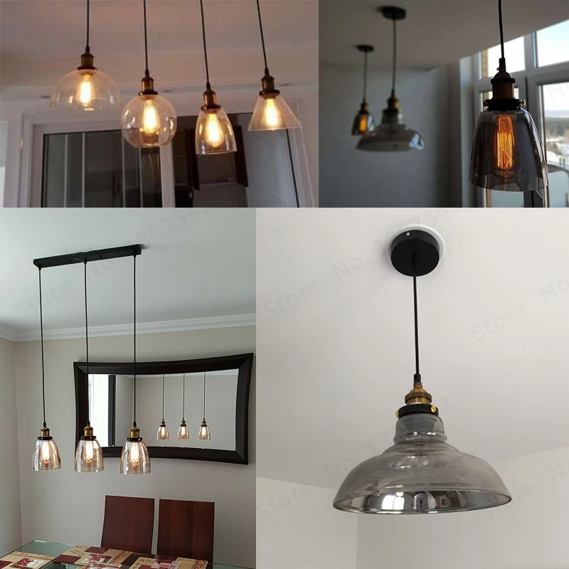 GZMJ LED Glass Rope Industrial Vintage Pendant Lights Hang lamp Smoky Grey Lamparas De Techo Colgan - 4000031709873