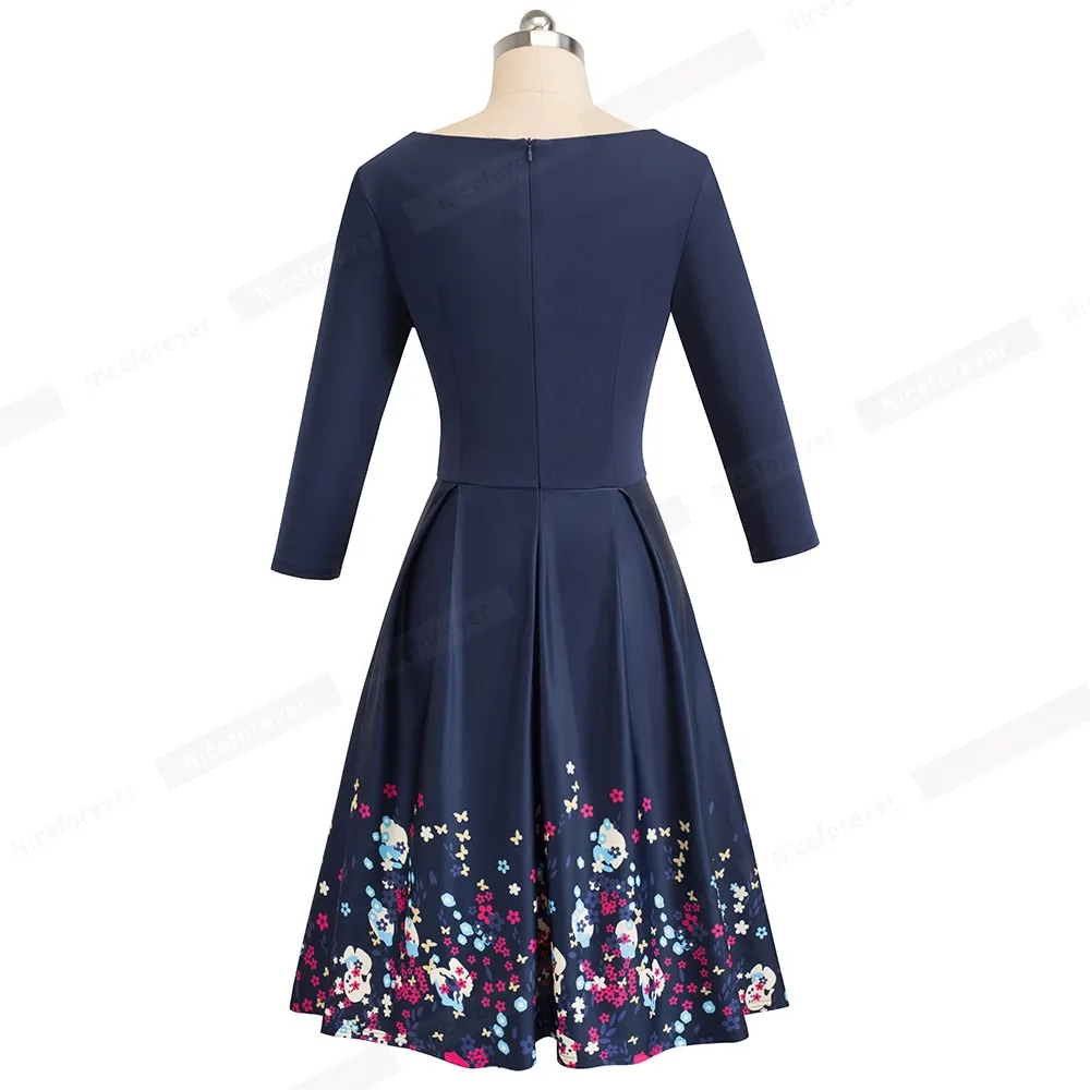 Хороший навсегда Винтаж элегантный Цветочный принт Pinup vestidos Бизнес вечерние
