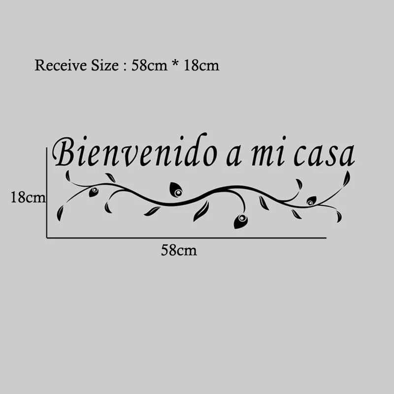 Bienvenido-a-mi-casa-Spanish-Wall-Sticker-for-home-decoration-living-room-Vinyl-Mural-door-Flower (1)