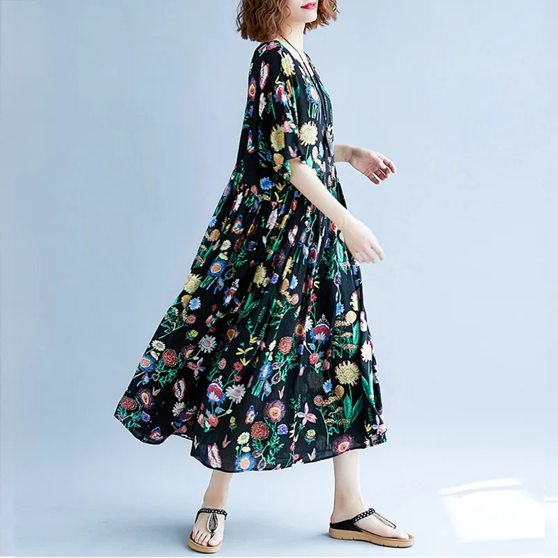 Boho пляжное платье с цветочным принтом размера плюс летнее 2020 женские хлопковые