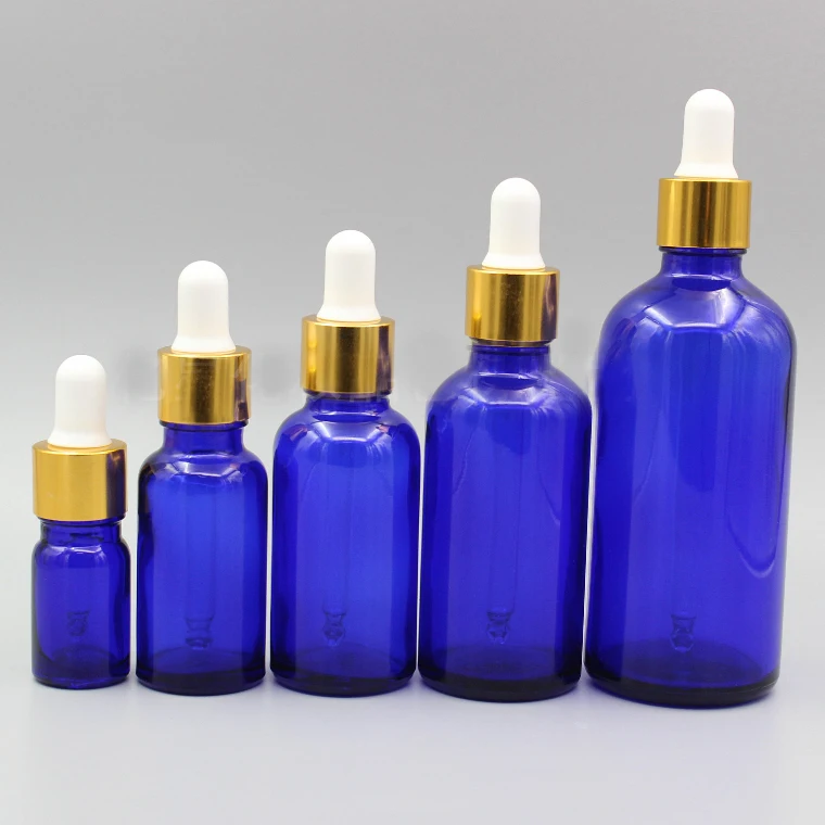 Download 2/10pcs 5ml 10ml 15ml 20ml 30ml 50ml 100ml Empty Blue Glass Essential Oil Dropper Bottle with ...