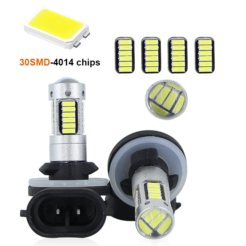 SAARMAT 2 * Высокая мощность 6000K белый 30 SMD 4014 881 889 H27 H1 H3 светодиодный ные Сменные лампы