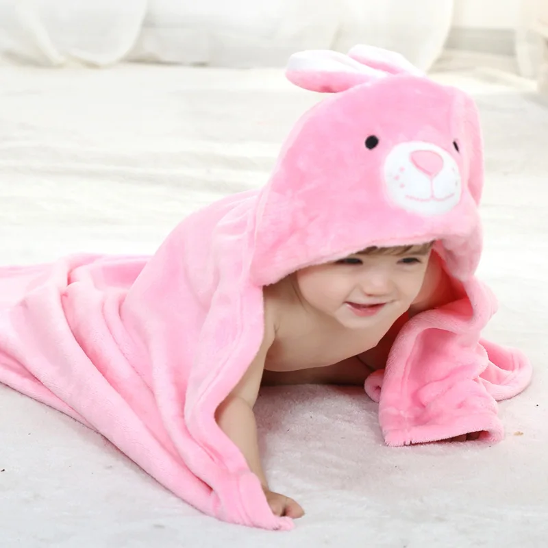 Розовый кролик животных косплей с капюшоном для маленьких мальчиков и девочек Фланелевое банное полотенце шарф халат милый мультфильм пижамы ночное белье
