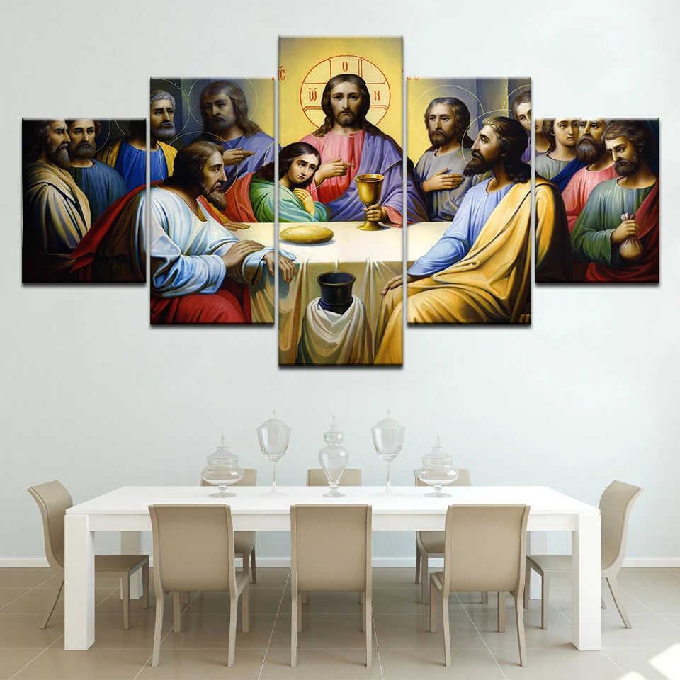 

The Last Supper free shipping 5 piece Wallpapers modern Modular Poster art Canvas painting for Living Room Home Decor