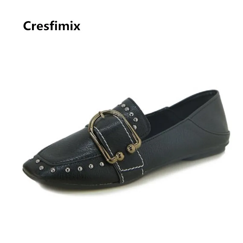 Cresfimix Women Cute Black Pu Leather Round Toe Flat Shoes Lady Casual Comfortable Brown Flats Zapatos De Mujer Cool Shoes B3517 Cresfimix Women Cute Black Pu Leather Round Toe Flat Shoes Lady Casual Comfortable Brown Flats Zapatos De Mujer Cool Shoes B3517