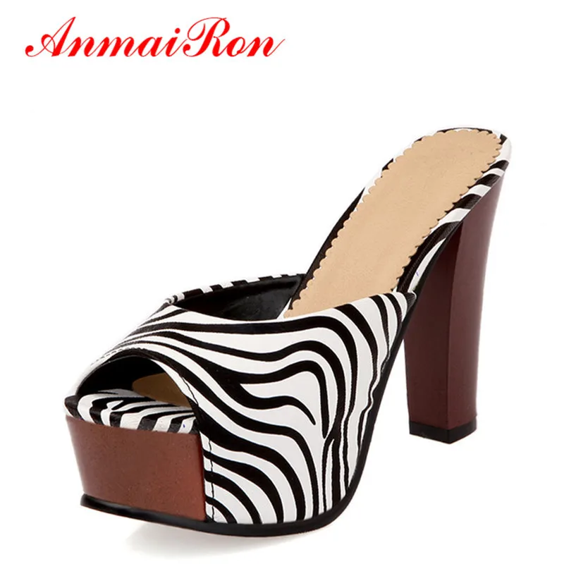 zebra open toe heels