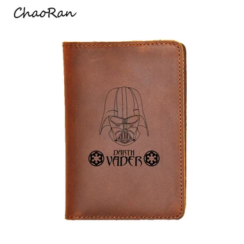 

New Star War Passport Cover Women Men Travel Wallet Card Holders Brown Leather Organizer Case Engraved Name Passport Holder