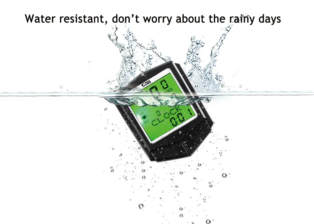 SunDing SD - 573C Wireless Water Resistant Bicycle Computer Cycling Odometer Speedometer Heart Rate Monitor with LCD Backlight