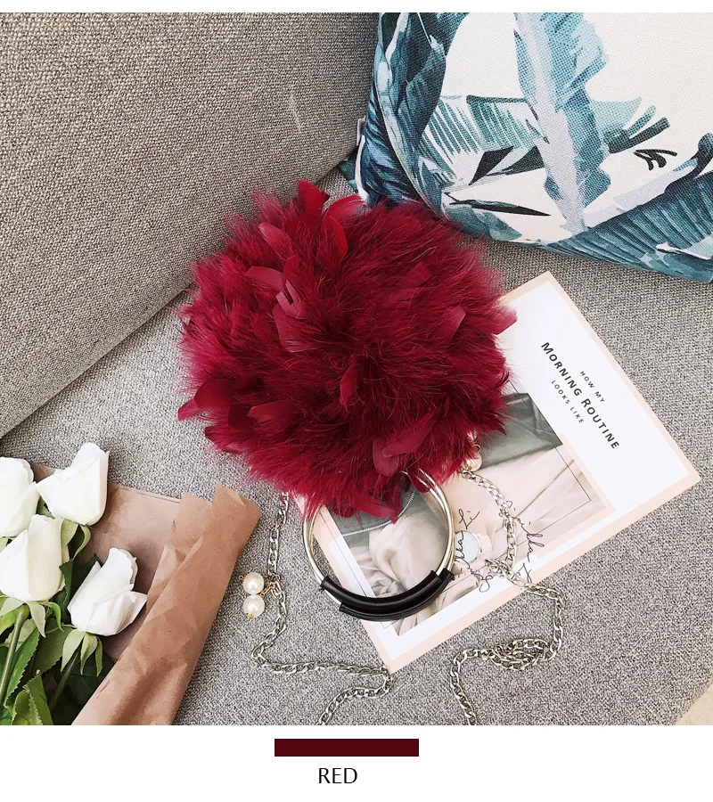 Ginhae luxo bolsa de avestruz pena feminina