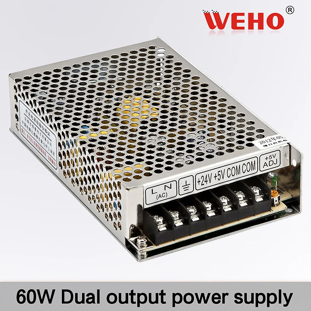 

(D-60F) Factory direct 110/220VAC input 12V 24V Dual output power supply 60W
