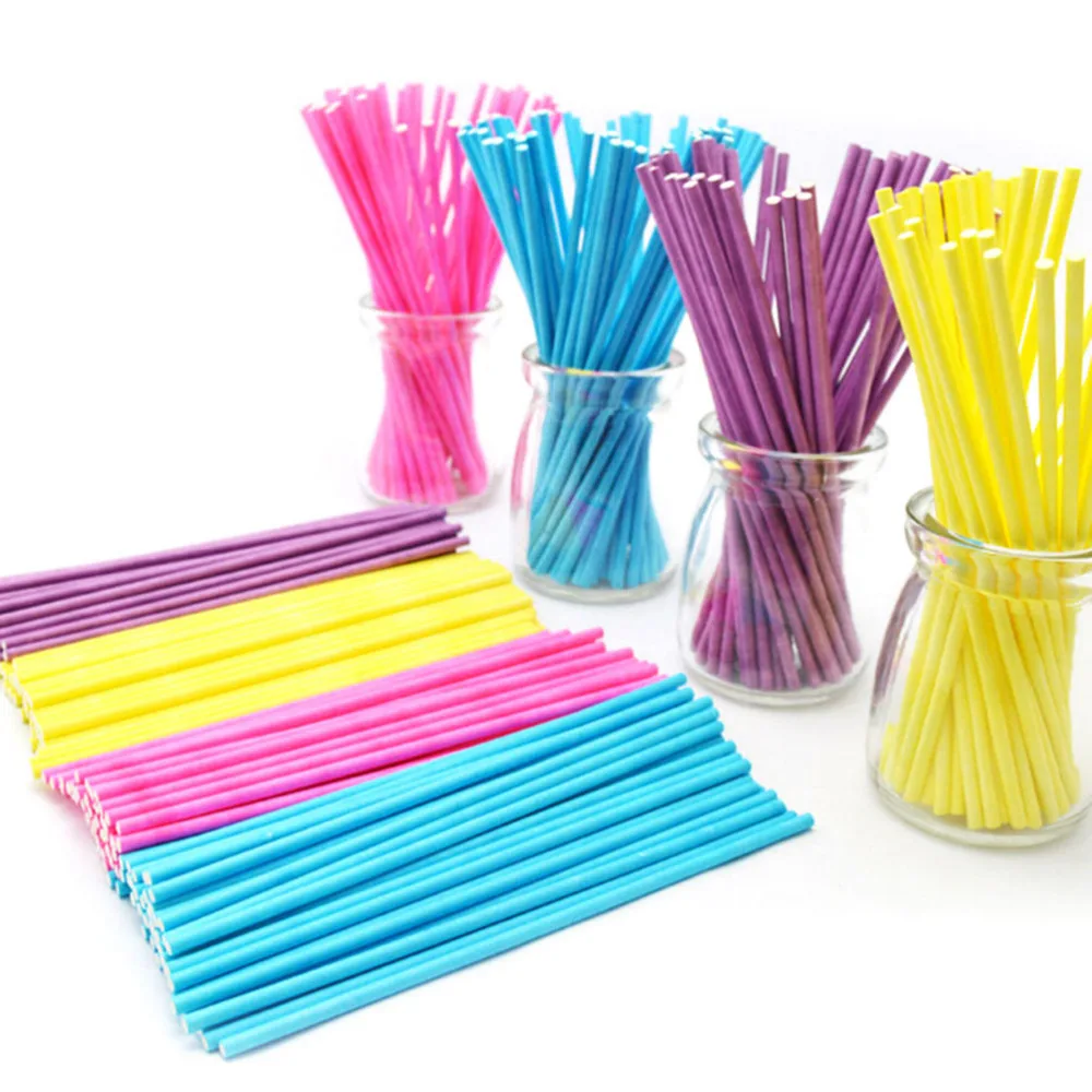 

100 Pcs/lot 10CM Papen Cake Pop Sticks for Lollypop Lollipop Colorful Lollipop Stick Candy Chocolate Sugar Cudgel Pole Handle