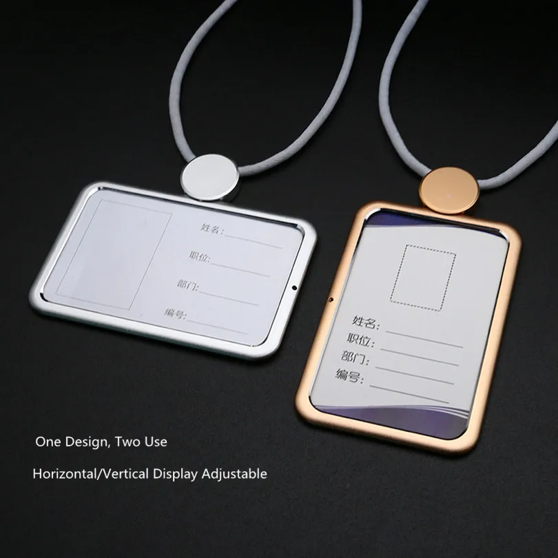 

Fashion Style Metal Horizontal And Vertical Two Use Name Badge ID Card Holder Work Pass Card