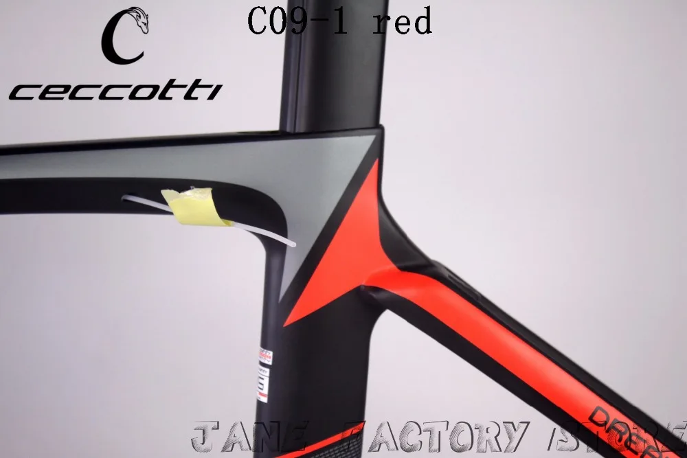 Flash Deal C09-1 red  color CECCOTTI carbon road bike frameset t1000 UD carbon saddle handlebar PF30 race bike 9