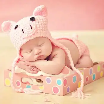 

Brand New Newborn Baby Family Photo Pros Knitted Hat Pant Toddler Knitted Solid Color Clothes Set