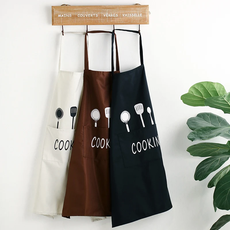 

Kitchen Waterproof Apron Printed Oil Proof Bibs Home Cooking Adult Baking Coffee Shop Waiter Cleaning Aprons Kitchen Accessory