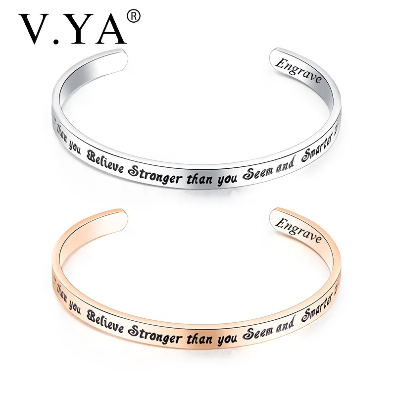 V. YA стиль титановый сплав на заказ Сталь браслет для женщин дикий c-образный женский браслет с вдохновляющей фразой аксессуары ювелирные изделия