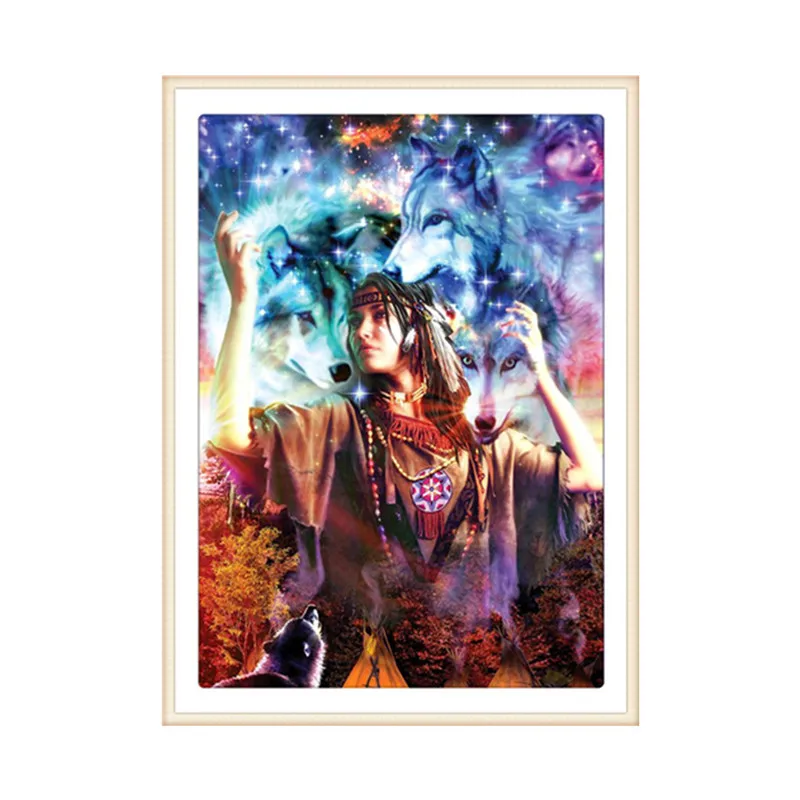 

5D Diy Handicraft Diamond Painting Wolf and Beauty Diamond Embroidery Rhinestone Animal Mosaic Picture Home Decor