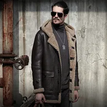 Для мужчин из натуральной Пальто из кожи и меха Для мужчин из овечьей кожи куртка средней длины для мальчиков и девочек штормовки-шерстяное пальто, теплая верхняя одежда, Кожаные куртки 730