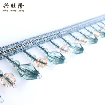 

XWL 12M/lot Beaded Tassel Fringe Lace Trim For Curtain Edge DIY Sewing Sofa Stage Decorative Lace Ribbon Curtain Accessories