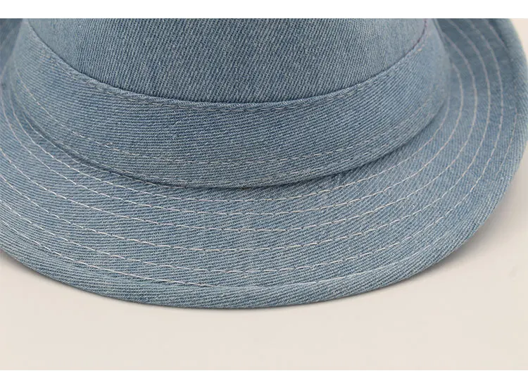 Women Men's Classic  Structured Gangster Trilby Fedora Hat mens panama men fedora hat denim (2)
