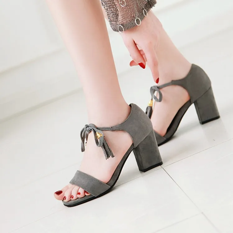 

Big Size 11 12 13 14 15 16 17 high heels sandals women shoes woman summer open-toed Squarehead lace-up Thick with sandals