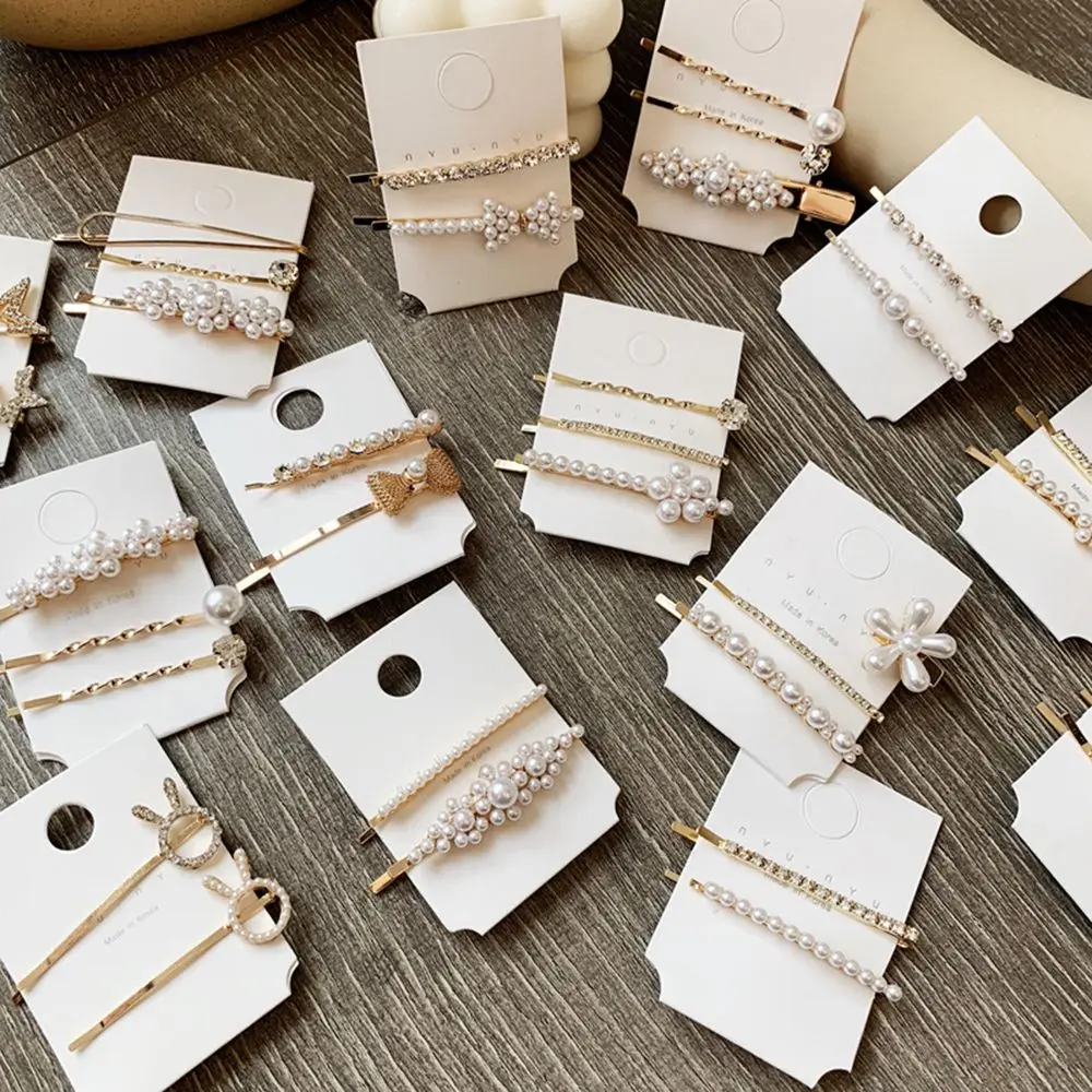 

Pearl Crystal Metal Hair Clip Set Hairband Comb Bobby Pin Barrette Hairpin Headdress Headwear Hair Accessories For Women Girls