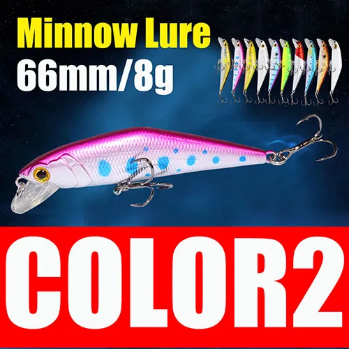 Afishlure 66 мм/8 г Гольян приманки тонущие жесткие приманки Iscas искусственные Pesca Leurre Dur Peche приманка для рыбалки ABS жесткая приманка D-Minnow - Цвет: Color2