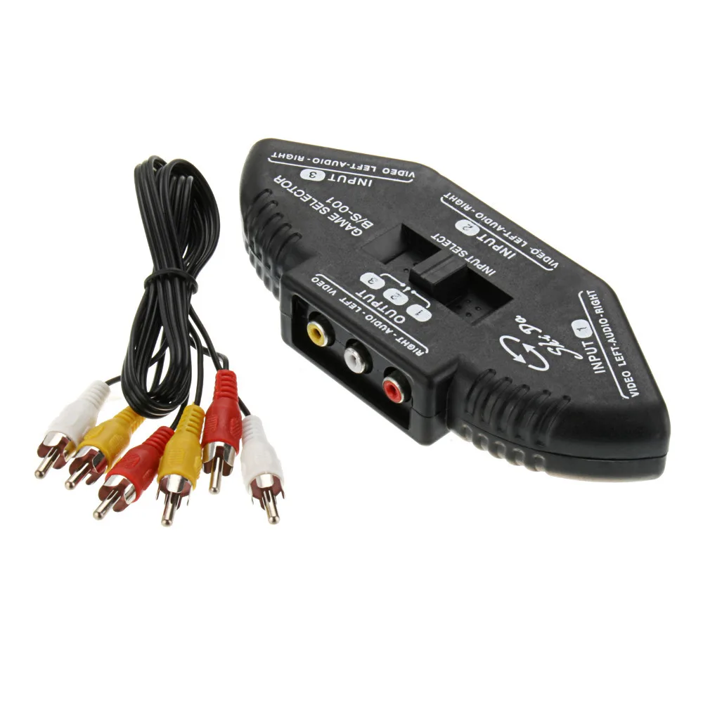 BIG DISCOUNT!3 Way Audio Video AV RCA Switch Selector Box Splitter
