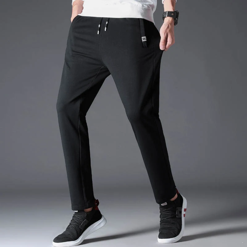Новые модные мужские повседневные брюки высокого качества стрейч большого размера M-6XL мужские брюки тонкие кружевные брюки простые мужские тренировочные брюки ZZG55 - Цвет: 6812black