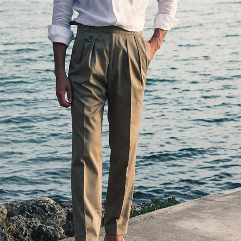 mens pleated chinos